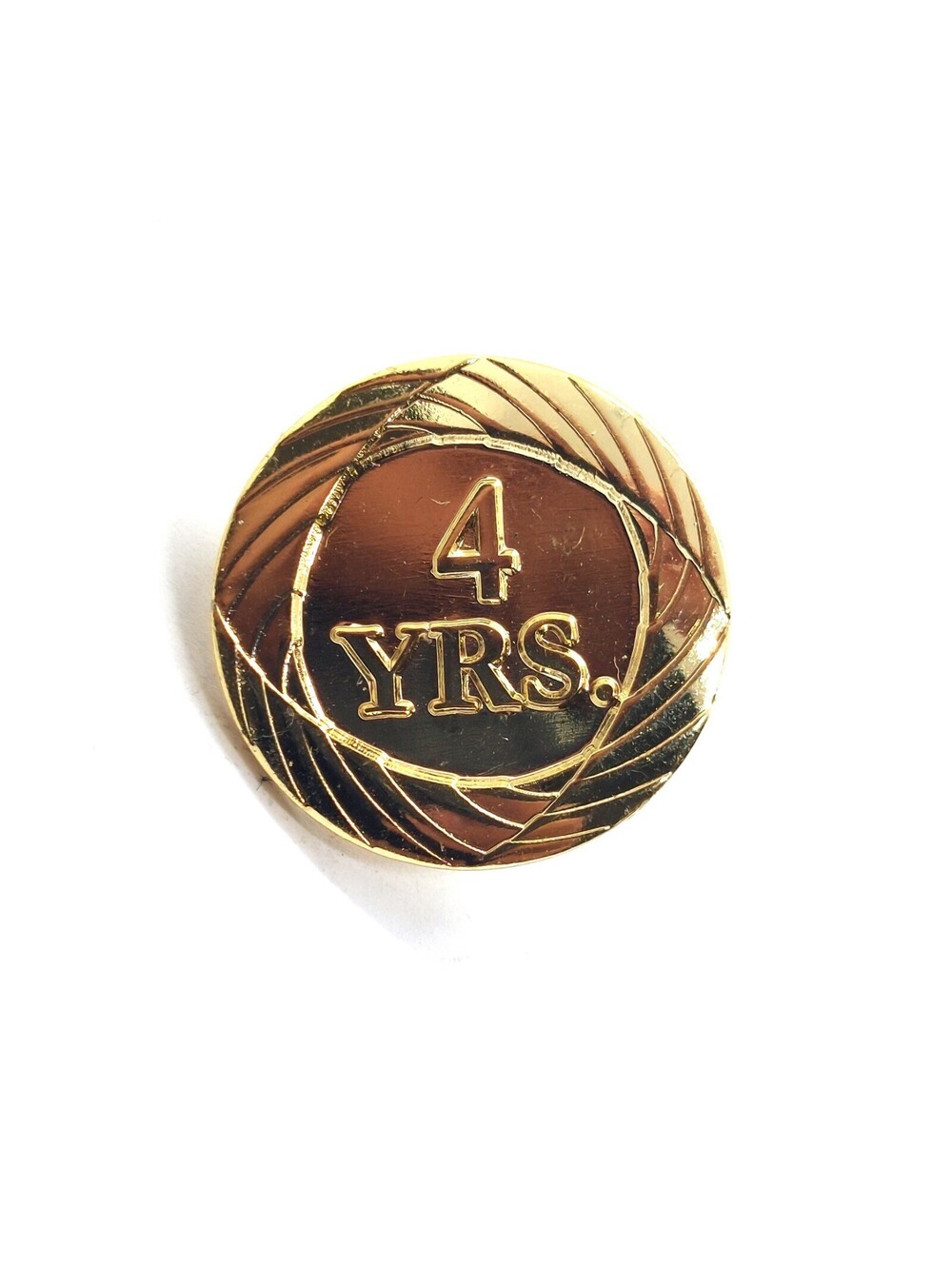 Gold Tone Four Years Service Pin Employee Recognition Work Anniversary Award